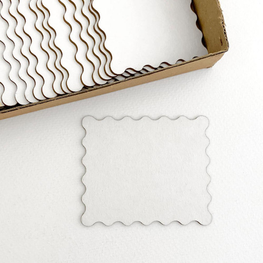 White Paperboard Scalloped Rectangle Bases for Crafting ~ Set of 5 ~ 2-7/8" long